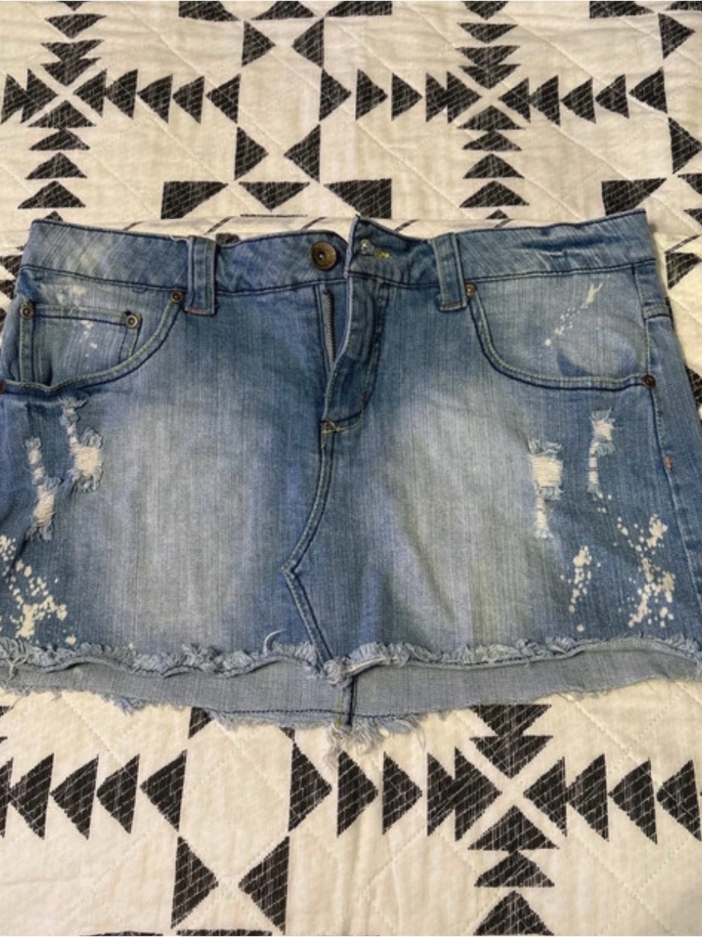 Highway Jeans Light Blue Distressed Denim Mini Skirt